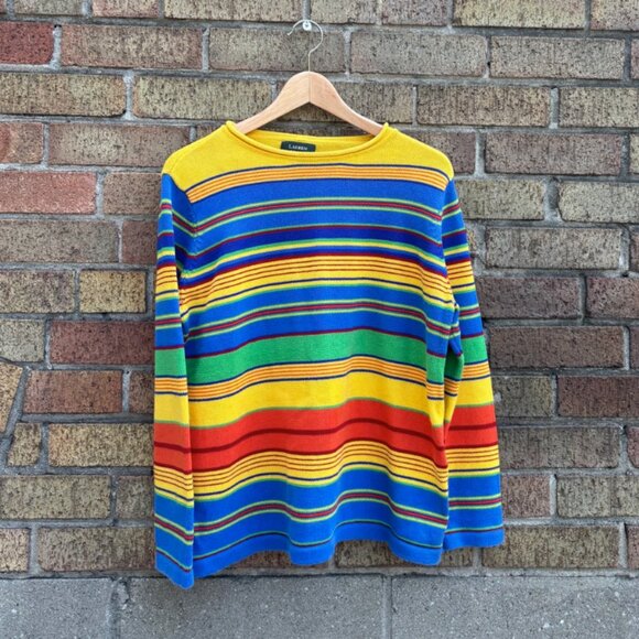 Vintage Lauren Ralph Lauren Rainbow Stripe Sweater - Size L - Picture 1 of 2
